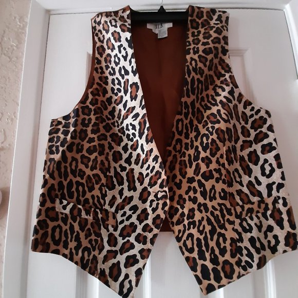 Silk Faux Leopard Vest - Picture 1 of 3